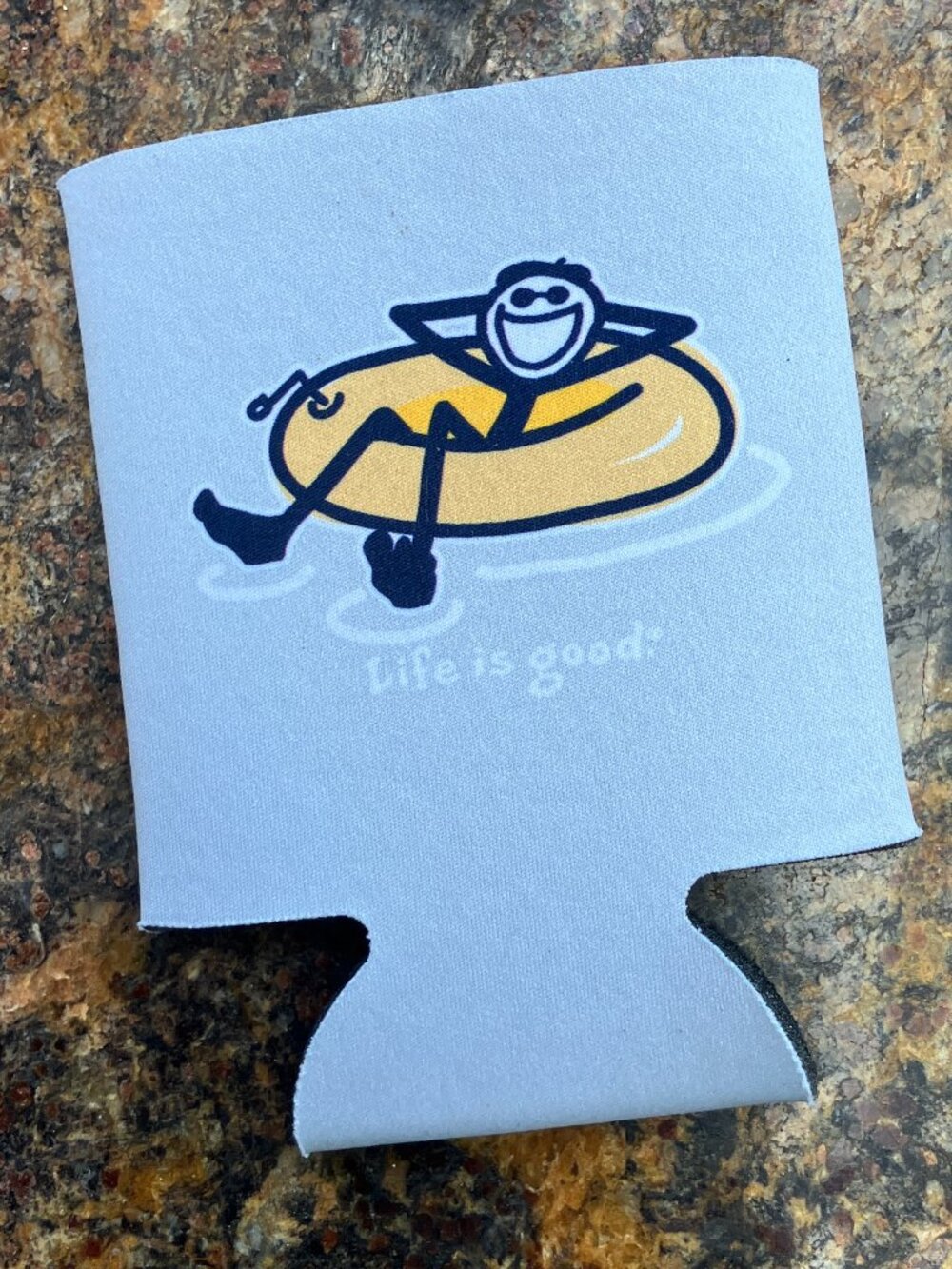 🌞 Life is Good Floating Tube Can Cooler Koozie 🌊 NWT Gray Drink Holder
